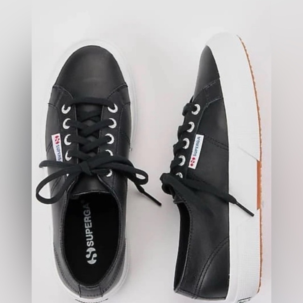 Superga 2750 Nappa sneaker in black leather 8.5